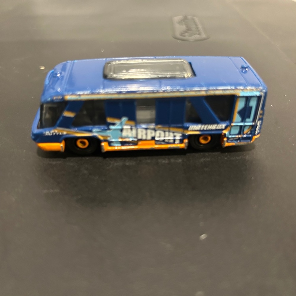 Matchbox  airport Bus Blue and Orange Toy Bus